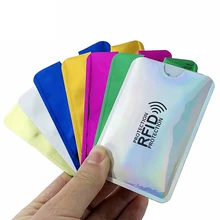 7 pçs anti scan cartão mangas rfid bloqueio suporte de cartão nfc leitor bloqueio caso de proteção de cartão de banco folha de alumínio carteira protetor