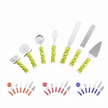 Набор инструментов для выпечки из нержавеющей стали для пирожных, пиццы, 9 предметов, принадлежности для выпечки, Кондитерские колеса, сетчатый фильтр, лопатка для глазури