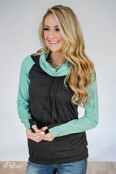 

autumn 2020 fashion woman sweatshirt full patchwork pullovers turtleneck slim sheath comfortable sweatshirts