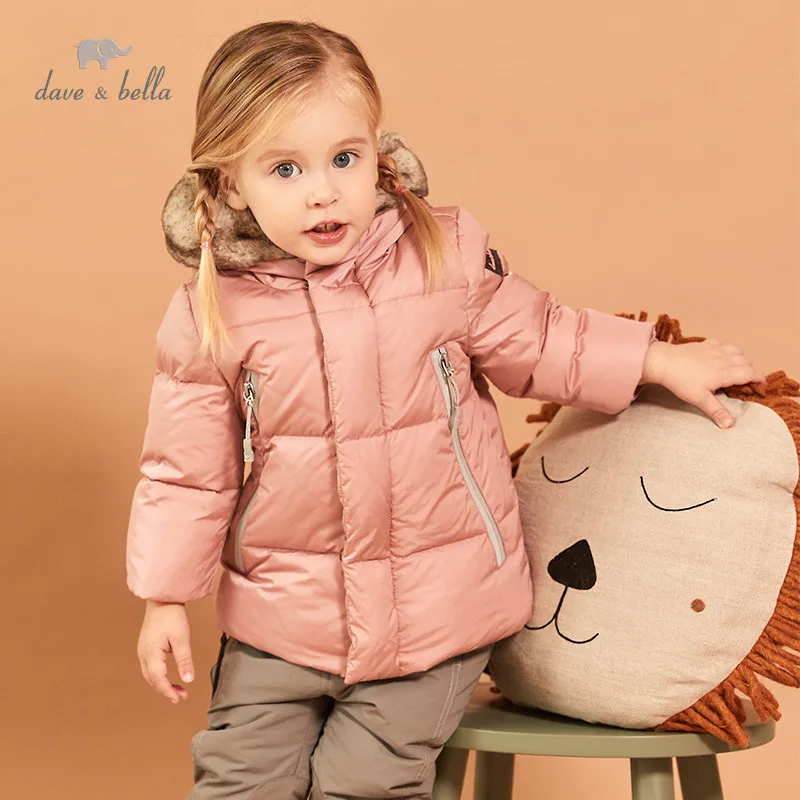 discounted DB11995 dave bella winter baby unisex down zipper pockets hooded coat outerwear children 90% white