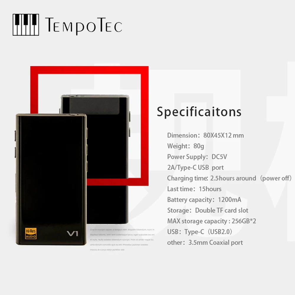 Вариации V1-A HIFI PCM& DSD 256 плеер Поддержка Bluetooth LDAC AAC APTX вход и выход USB DAC для ПК с ASIO AK4377ECB TempoTec MP3