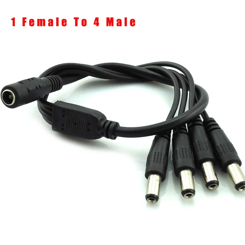 

50X DC 12V 1 Female To 4 Male Power Splitter Cable Plug Adapter supply Connector for CCTV Security Camera led Strip light K09