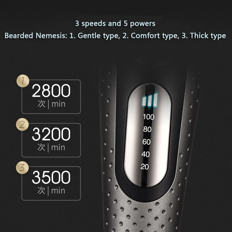 Electric Shaver Reciprocating Three-speed Adjustable Whole Body Washable USB Rechargeable