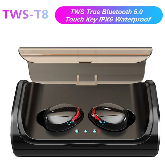 Black A TWS, T8, Bluetooth 5,0, настоящие беспроводные наушники, наушники-вкладыши, глубокий бас, стерео, IPX6, водонепроницаемая Спортивная гарнитура, против i10, i12, i30, TWS - Цвет: Black A