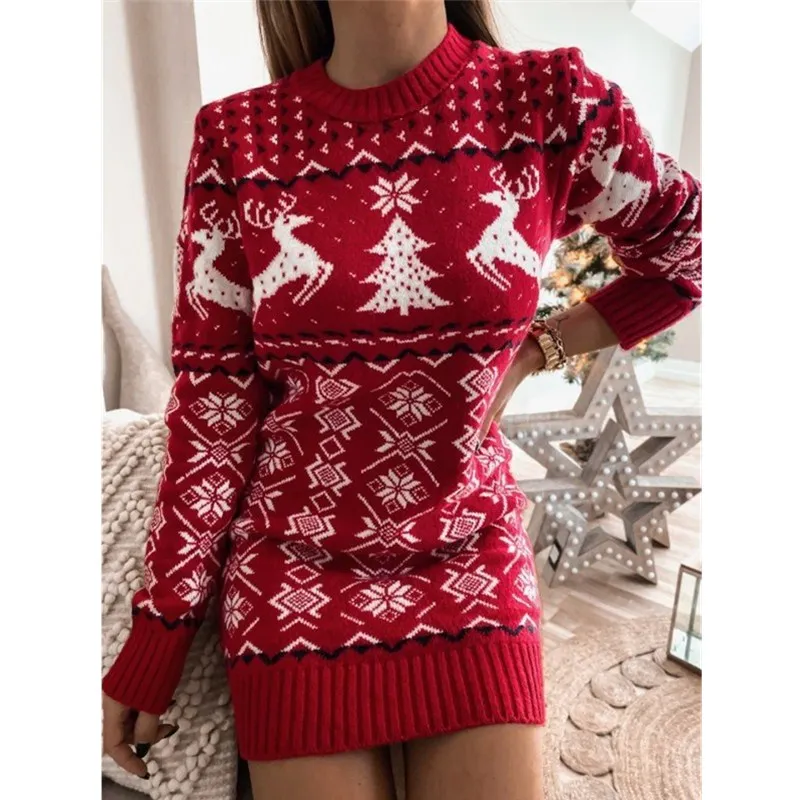 2021 New Christmas Sweater Mini Dress 