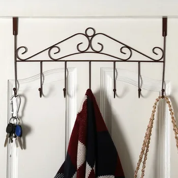 

European Style Iron Art Seven Hooks Door Hook Multi-Bit Door Back Hat-and-coat Hook Seven Heads Nailless Clothes Hook Traceless