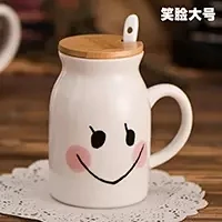 Кружка кофейная чашка креативная Милая индивидуальная керамическая чашка для молока чашка для завтрака с крышкой Ложка на заказ кофейные кружки Tazas De ceramic a - Цвет: 450ml set