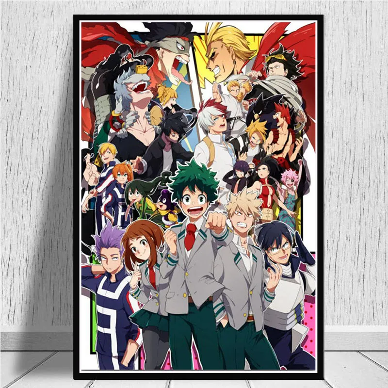 Boku No Hero My Hero Academy японский плакат в стиле аниме, фильм и принты Живопись Искусство настенные картины для гостиной домашний декор - Цвет: Светло-зеленый