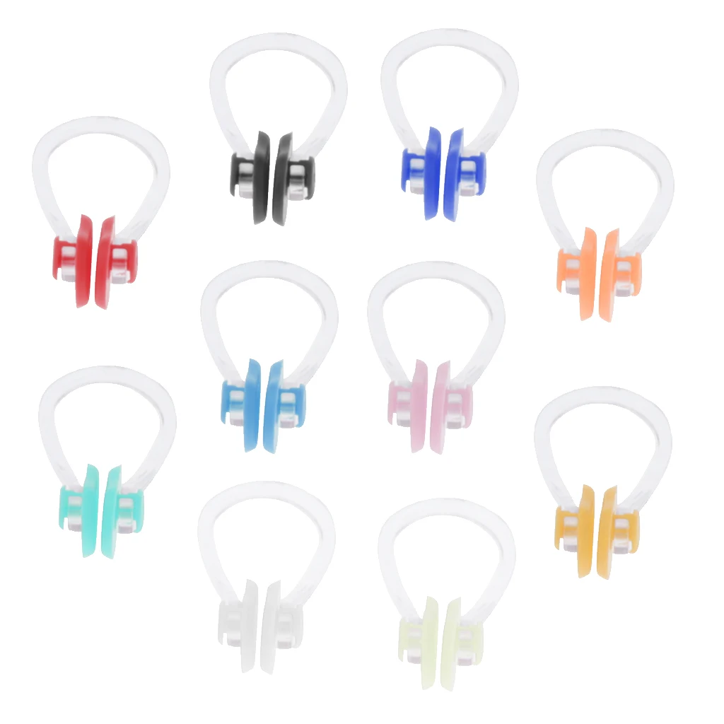 10pcs Swimming Nose Clip Plugs Swimmer Noseclip Gear Equipment Assorted Color