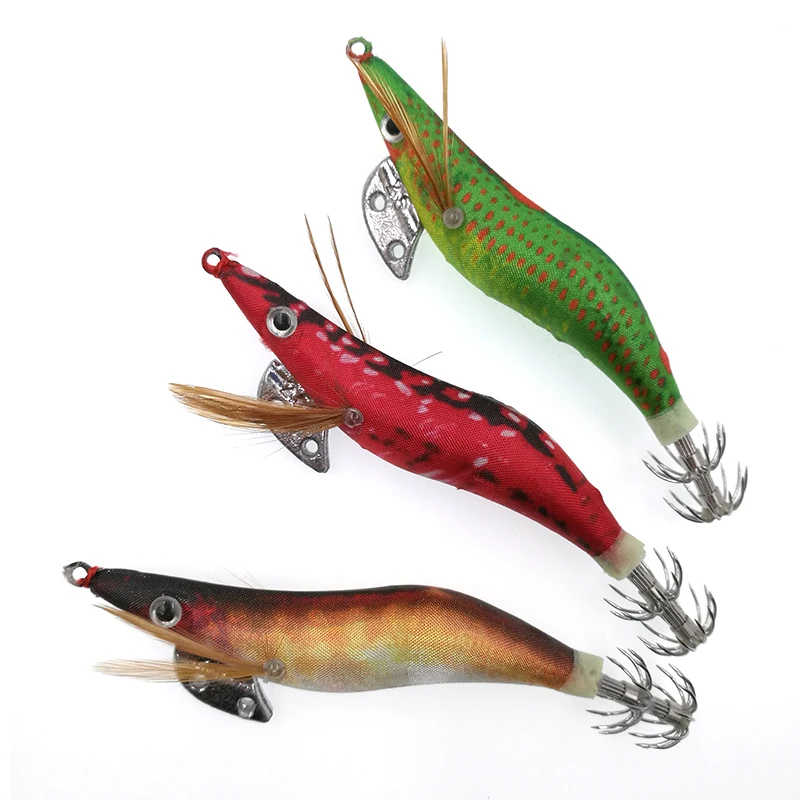 Iscas de Pesca de Madeira Lula Jigs Ganchos Polvo Choco Camarão Iscas 2.5 3.5 Luminosa Isca 8 Pçs 2 Cheap Iscas artificiais