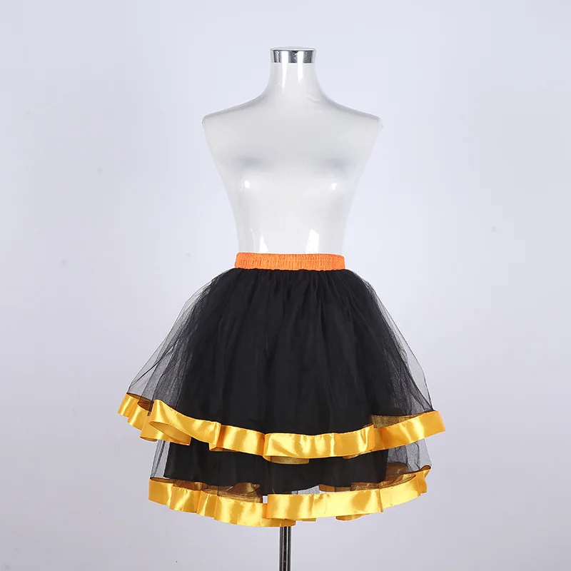 black and gold Винтажная рокабилли юбка с эластичной резинкой на талии, кринолин, пышная юбка-пачка из тюля, Тюлевая юбка принцессы, балетная юбка 045 - Цвет: black and gold