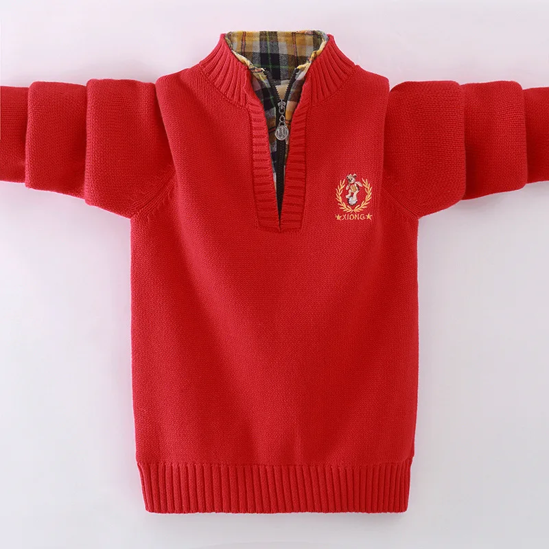 

Boys' Sweater Half-Turtle-Neck Middle And Large Child Models Fashion Brushed And Thick Base Pullover Child Autumn And Winter Non