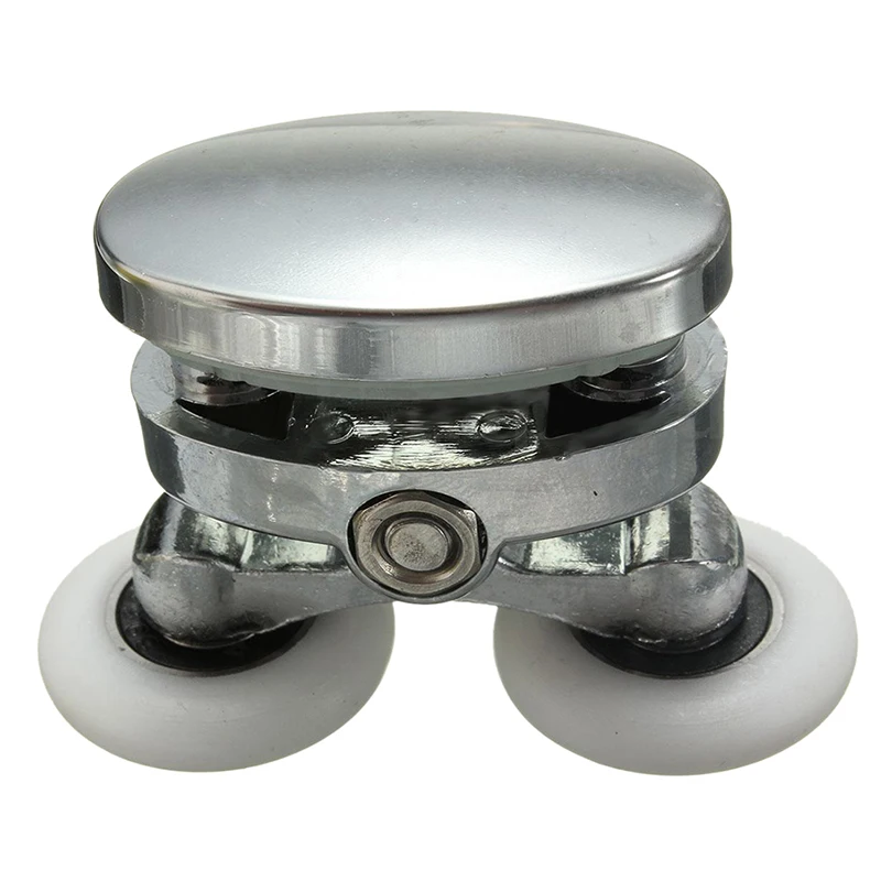 2x 25mm Twin Wheel Top Bathroom Shower Door Tempered Rollers Runners Silver