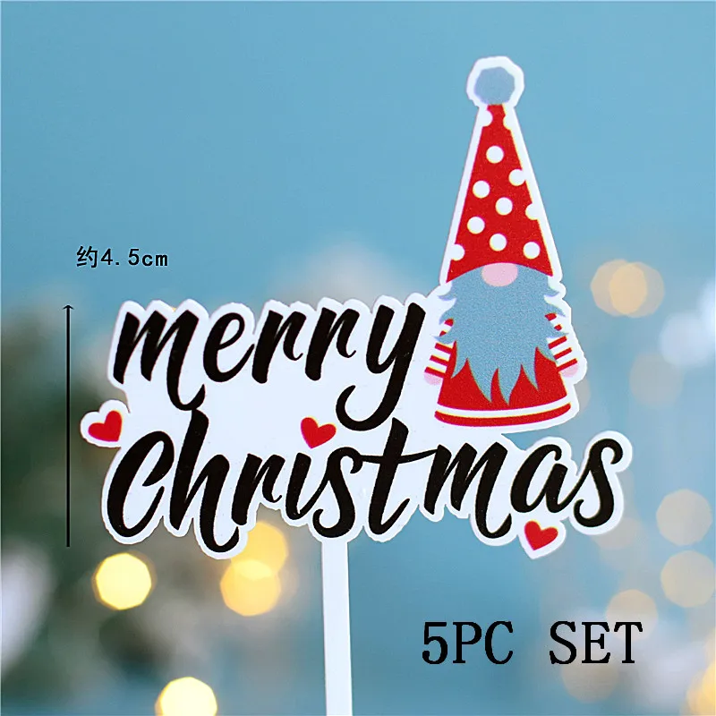 5pc Christmas A Счастливого Рождества счастливого дня рождения торт Топпер звезда украшения для свадьбы выпечки принадлежности невесты Baby Shower любовь подарок - Цвет: 5pc Christmas A