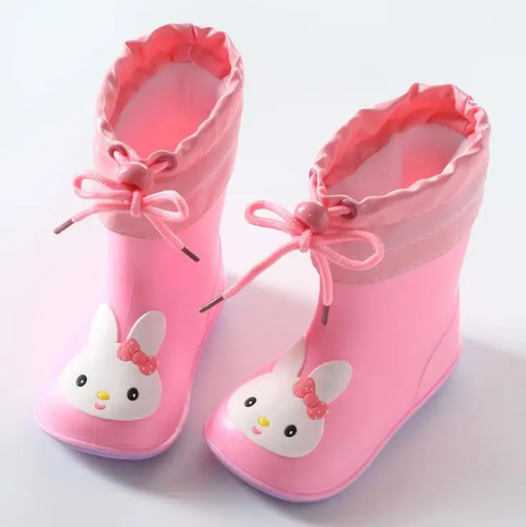 ZH03 pink Горячая Новая мода классические детские резиновые сапоги ПВХ резиновая детская мультяшная обувь детская водонепроницаемая обувь водонепроницаемые резиновые сапоги - Цвет: ZH03 pink