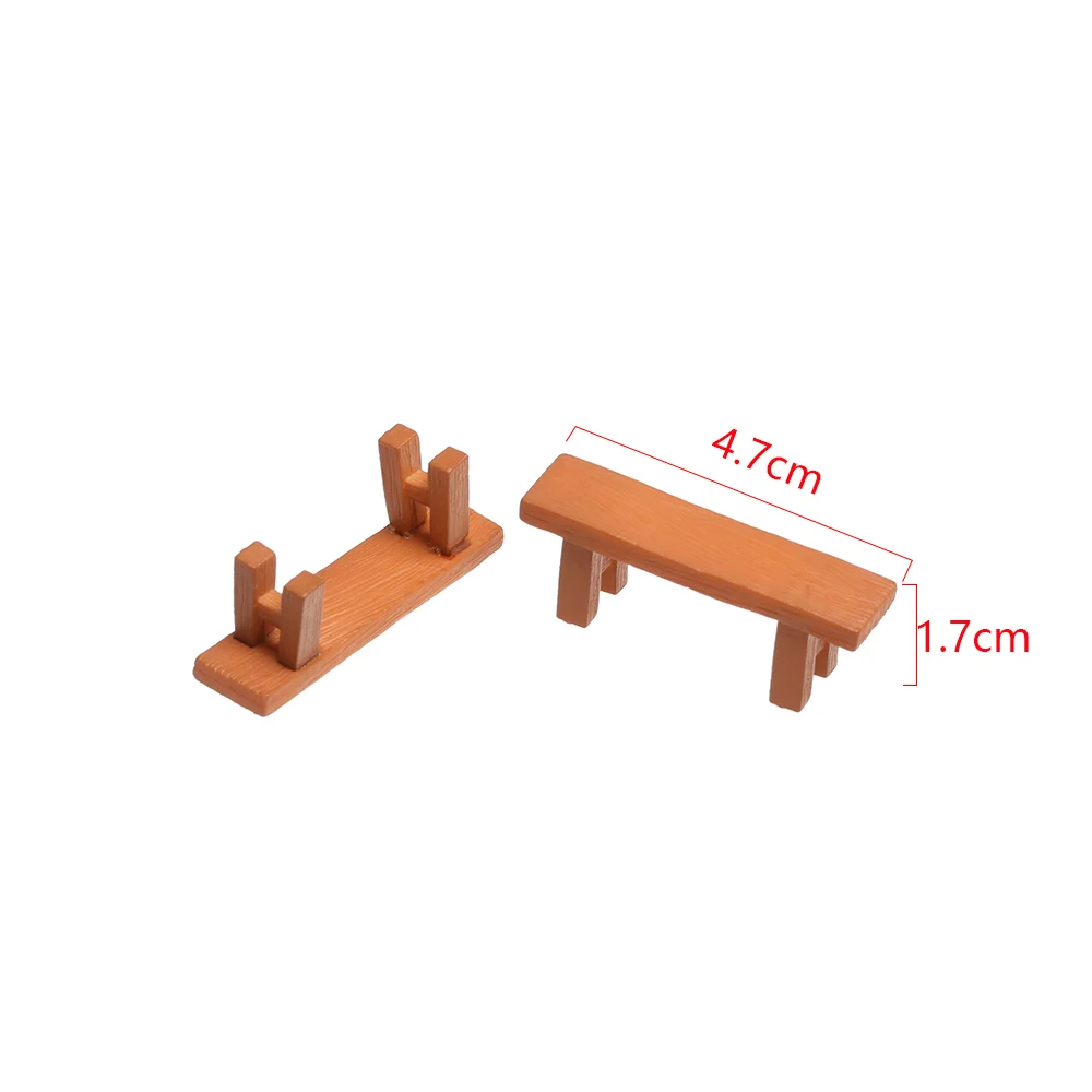 Doll House Miniature Bench Stools Chair Fairy Garden Gnome Moss Terrarium Bonsai DIY Craft Home Decoration 1SET ornament crafts resin ornaments miniature ornament resin crafts