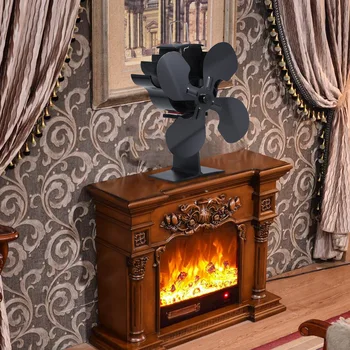 

4 Blades Heat Powered Fireplace Fan Log Burner Eco-Friendly self-powered Efficient Heat Distribution Fireplace Fans Aluminum