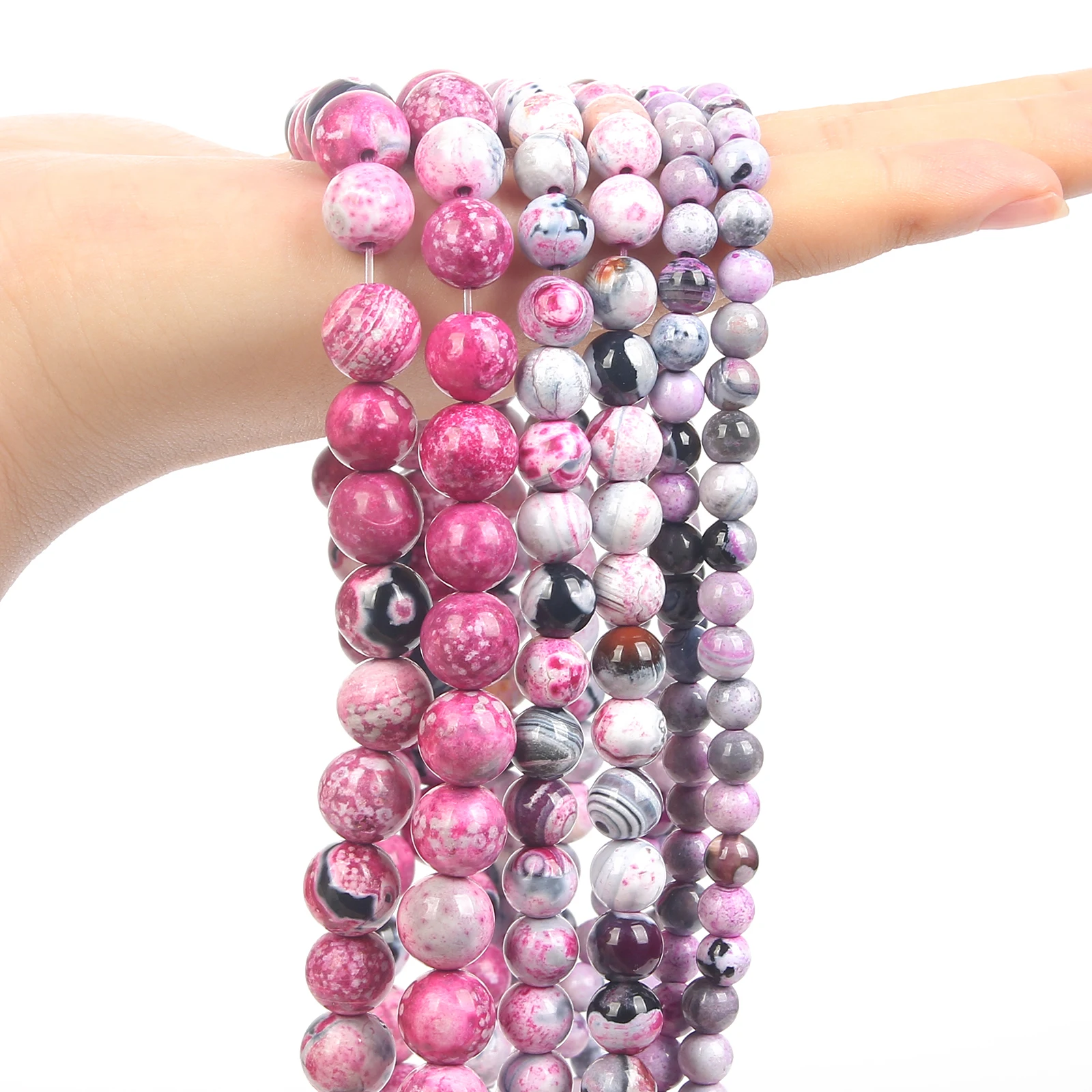 Гладкие розово-красные Агаты бусины из натурального камня круглые