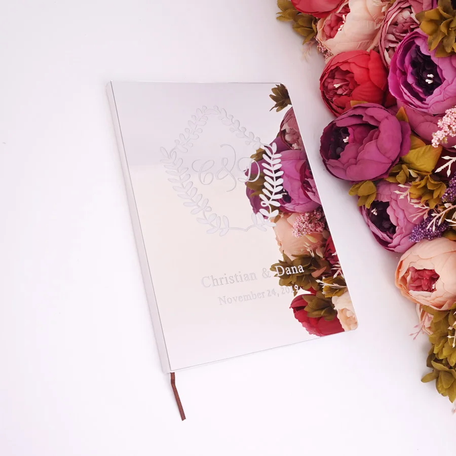 Dream Wedding Acrylic Mirror Guest Book Wedding Name&Date Guestbook Personalized Engagement Party Newlyweds Gift