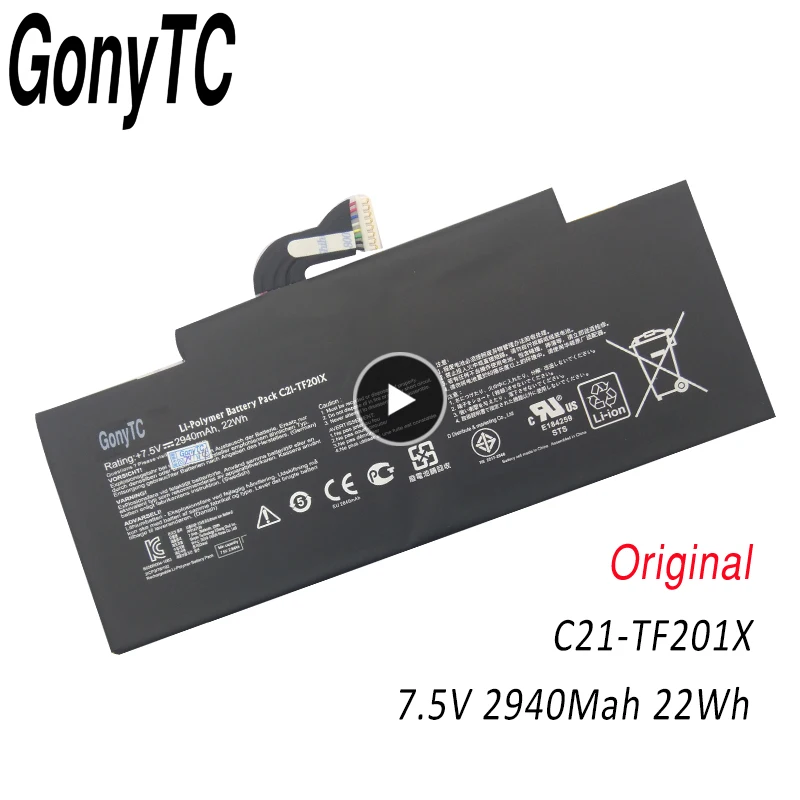 GONYTC 7 5 V 22WH Оригинальный планшет Батарея для ASUS TF300 TF300T TF300TG TF300TL C21 TF201X натуральная