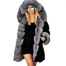 Большие размеры S-5XL Женское зимнее пальто куртка из искусственного меха с капюшоном плотное хлопковое пальто женские парки Меховая куртка верхняя одежда