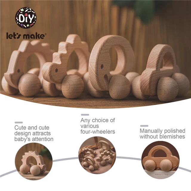 Wooden toy Car Shape Organic Beech For Babies Teether Kids Brain Game Toys Handmade Crafts Christmas Gift Cognitive Infants Toys 5