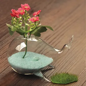 

Transparent Glass Vases Cute Whale Ornaments Fashion Home Crafts Novelty Ideas Office Cafe Decorations Home Furnishings