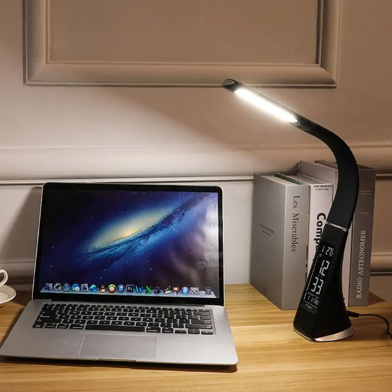 Настольная лампа USB для ухода за глазами 3 режима 150 ° Регулируемый ЖК-дисплей умный светильник для чтения