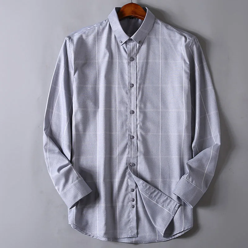 Весна Осень полосатая Мужская рубашка 5XL 6XL 7XL 8XL бюст 146 см длинный рукав плюс размер Мужская рубашка 3 цвета