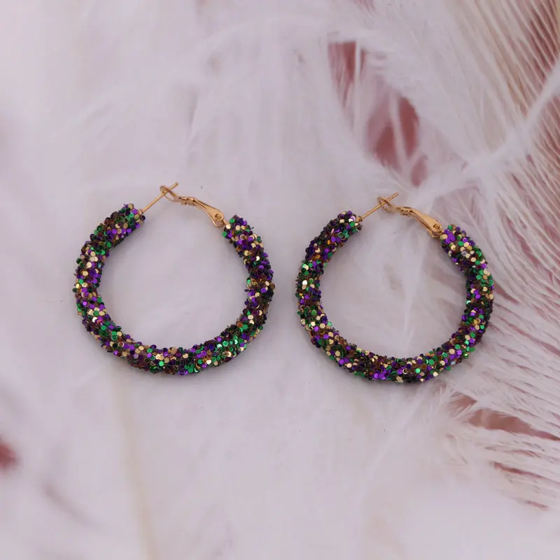 Xujiafu 2020 New Resin Earrings Woman Flash Hoops Earrings For Women Hoop Earrings Fashion Wedding Party Hot Sale Jewelry Gift