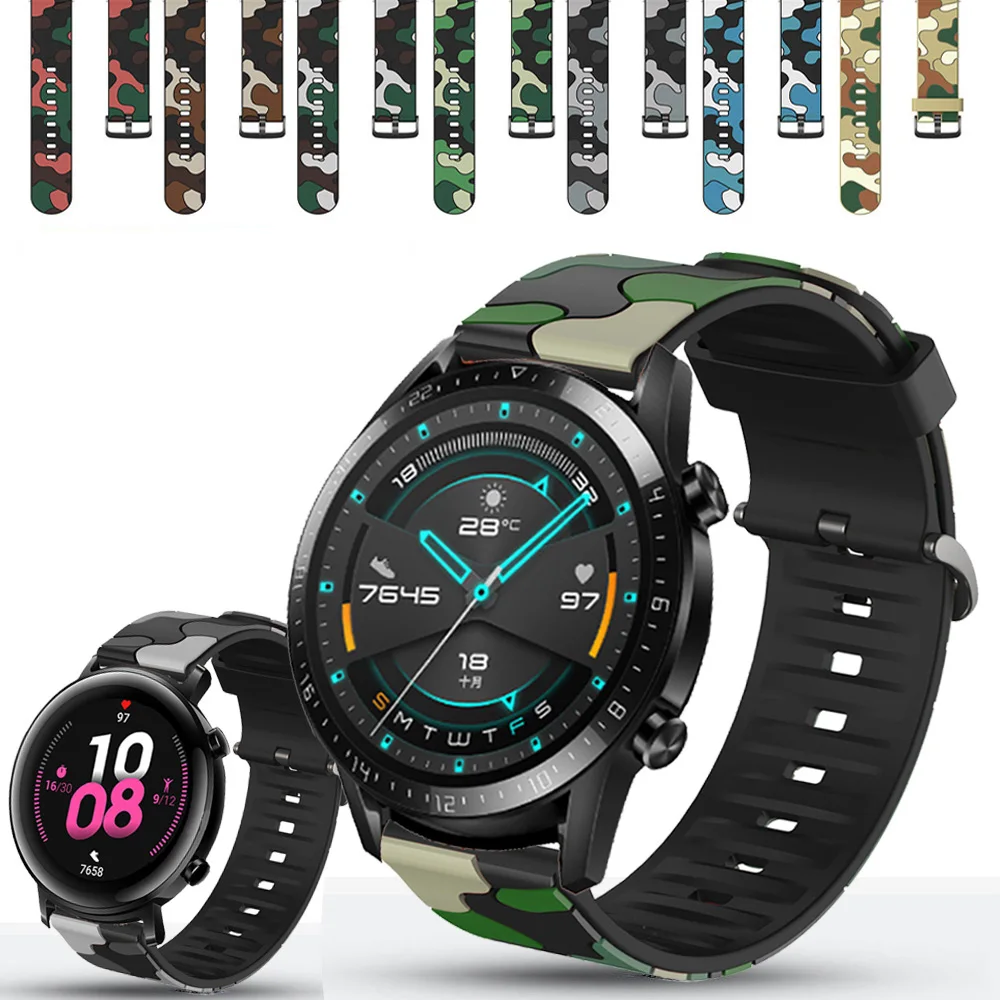 

Ремешок Камуфляжный для Huawei Watch GT 2 42 мм 46 мм, спортивный браслет для Huawei Watch 3 4/GT 3 Pro/Runner 2E, 20 мм 22 мм