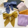 Women'S Pleated Print Silk Scarf  Satin Spring Summer Scarves 70*70cm Square Neckerchief Solid Color Headscarf Decorative 3