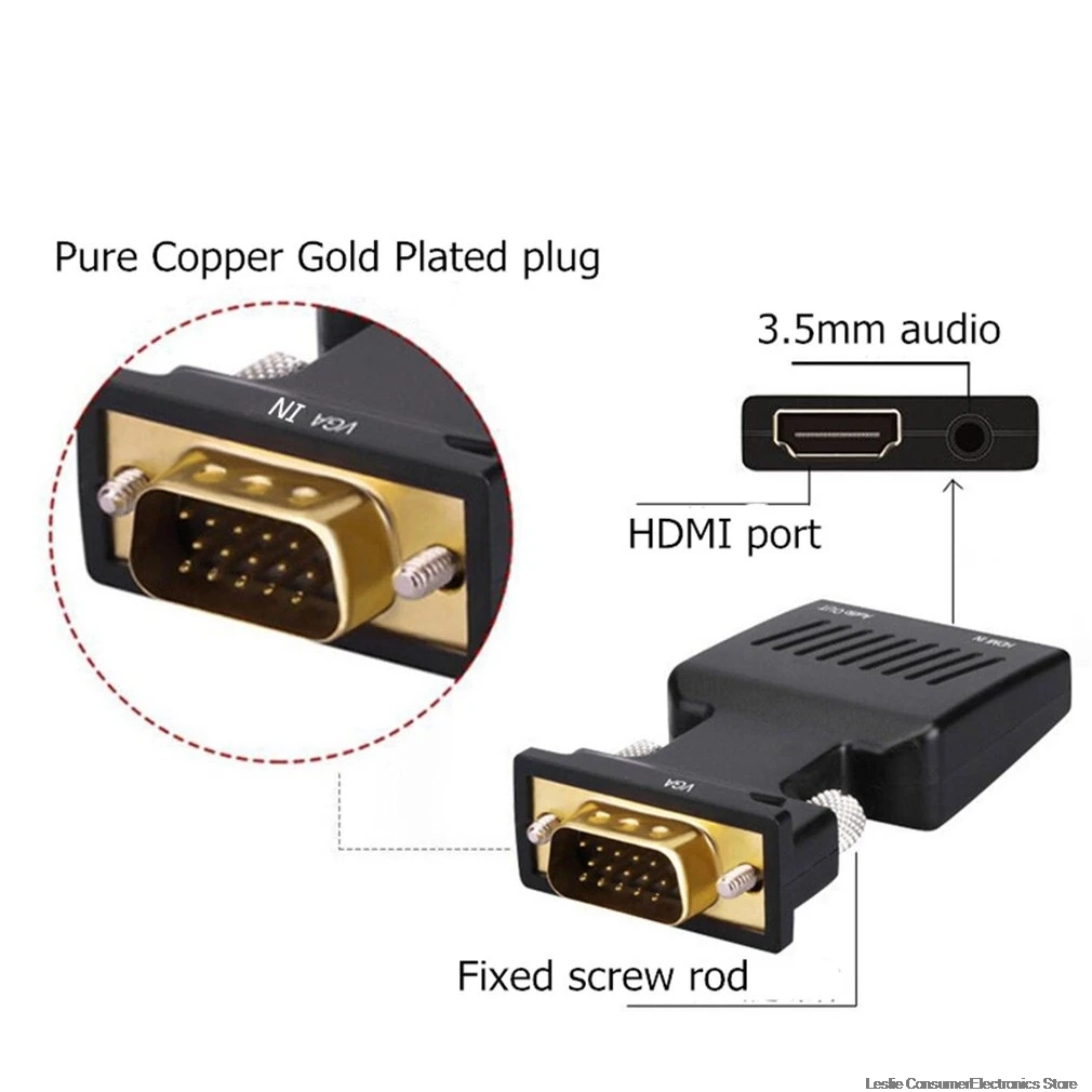 VGA мужчина к HDMI Женский конвертер с аудио-адаптером кабели 1080P для HDTV монитор проектор ПК PS3