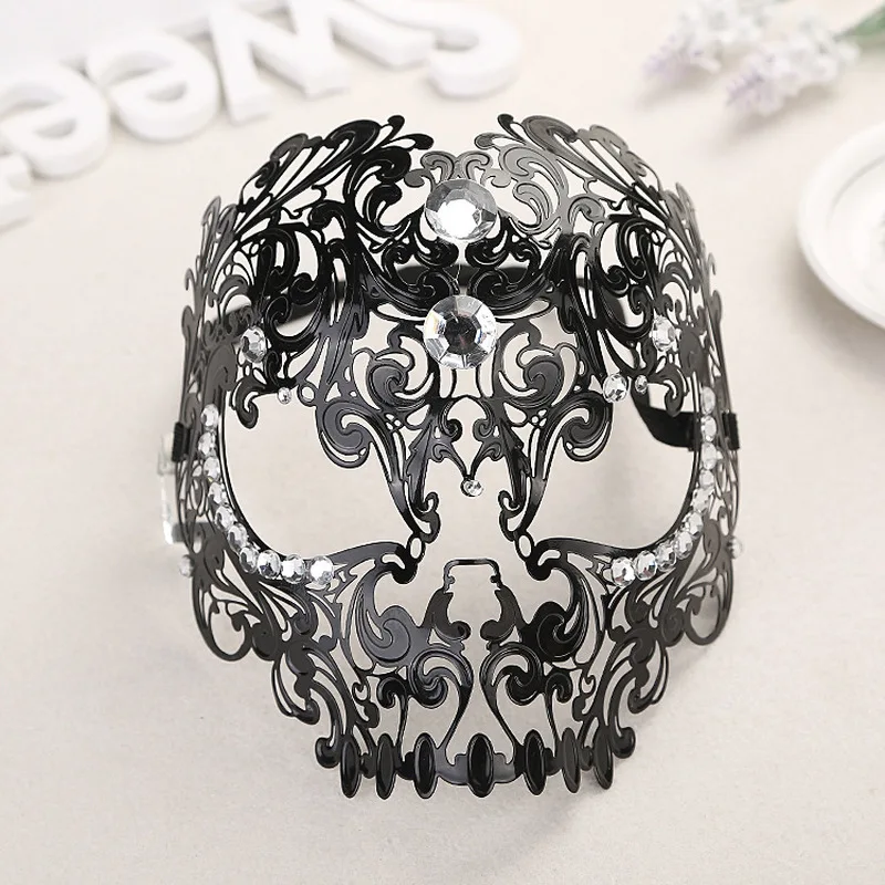 

Metal Filigree Halloween Skull Rhinestone Mask Venetian Costume Masquerade Tiger Head Makeup Masks