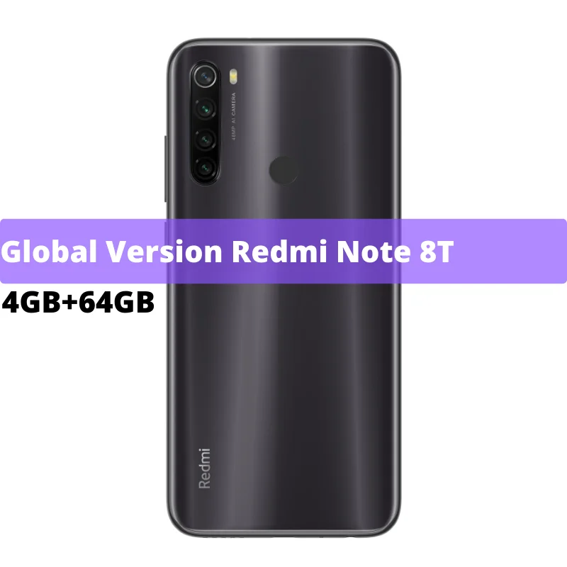 8T Moonshadow Black Xiaomi Redmi Note 8T(8 T) Глобальная версия 4G 64G Смартфон NFC 18 Вт Быстрая зарядка 48-мегапиксельная четырехъядерная камера Snapdragon 665 4000 мАч - Цвет: 8T Moonshadow Black
