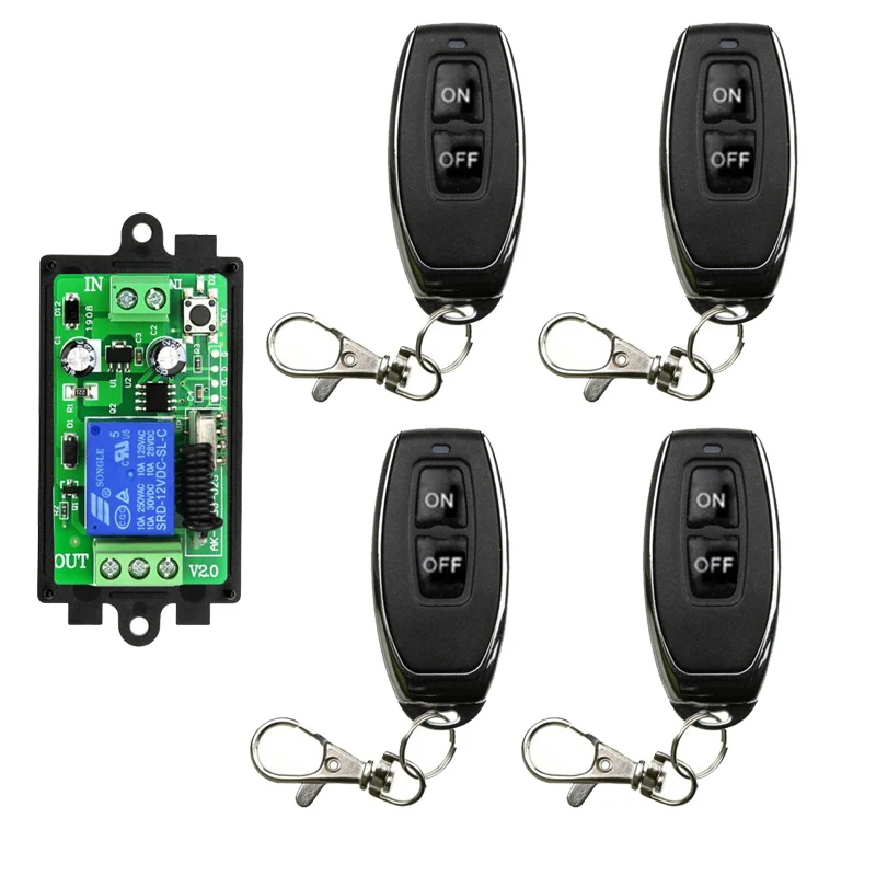 

RF Transmitter 433 Mhz Remote Controls with Wireless Remote Control Switch DC 12V 24V 1CH relay Receiver Module