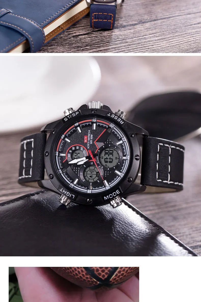 Relogio Masculino KAT-WACH спортивные часы мужские многофункциональные водонепроницаемые часы с хронографом мужские Студенческие часы из нержавеющей стали