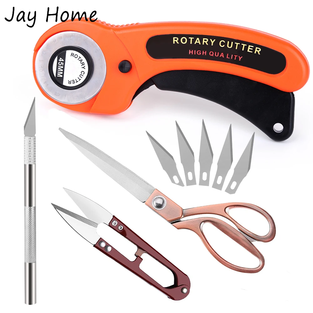 4pcs Rotary Cutter Tool Kit With 45mm Rotary Cutter Yarn Scissors