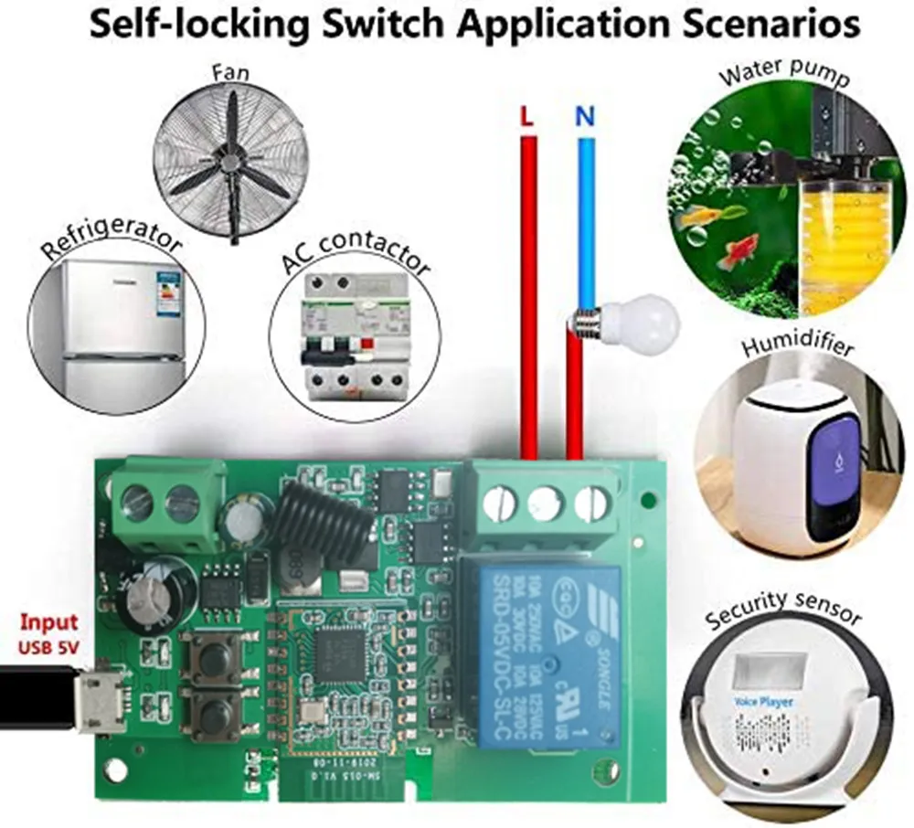 Tuya Zigbee Jog Inching Switch Module ,USB 5V 7-32V DIY Smart Switch, Works with