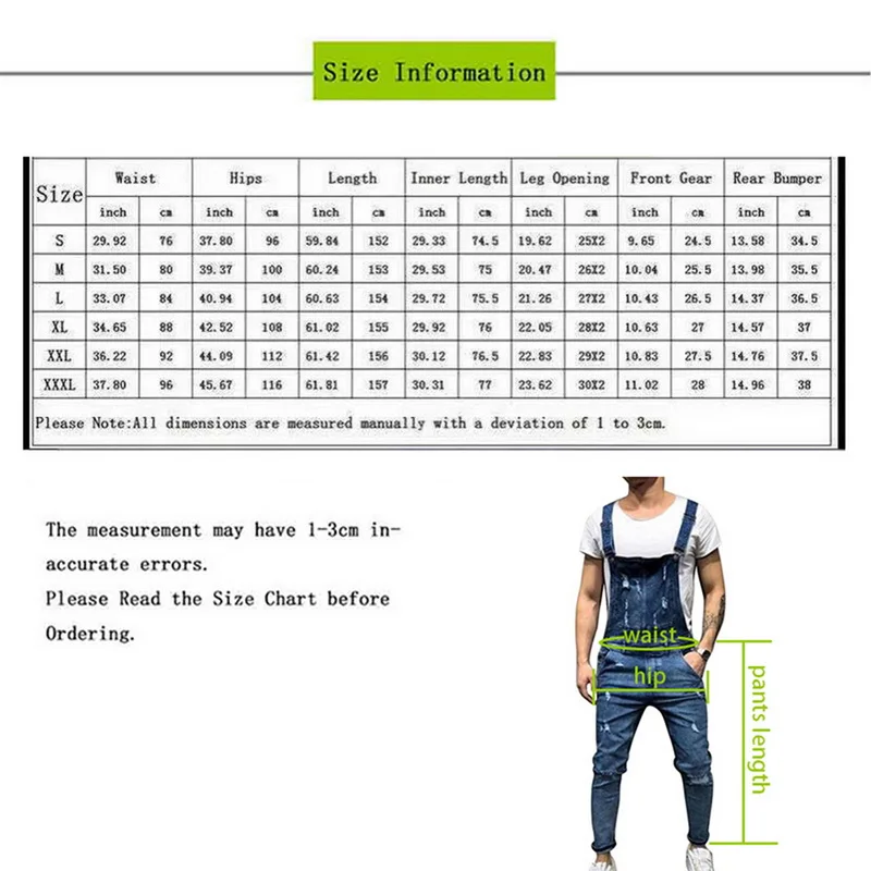 Мужской джинсовый комбинезон с регулируемыми лямками, джинсовый комбинезон, модные рваные джинсы, облегающие брюки на подтяжках размера плюс 2XL