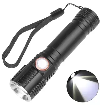 

USB Rechargeable LED Flashlight 3 Modes T6 LED Aluminum camping light Zoomable Torch 18650 Battery Flashlight