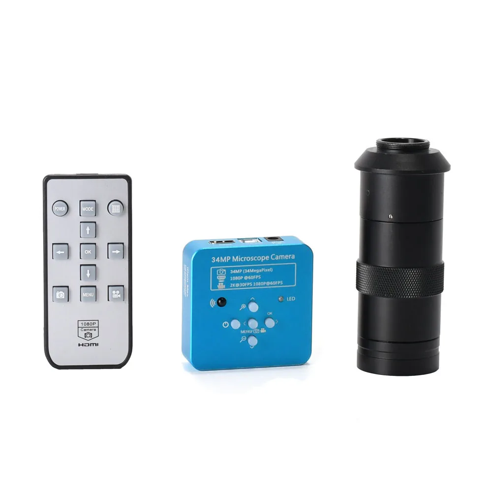 

FHD 34MP USB Industrial Electronic Digital Video Microscope Camera 130X 180X 300X C Mount Lens For Phone PCB Soldering 6 Types