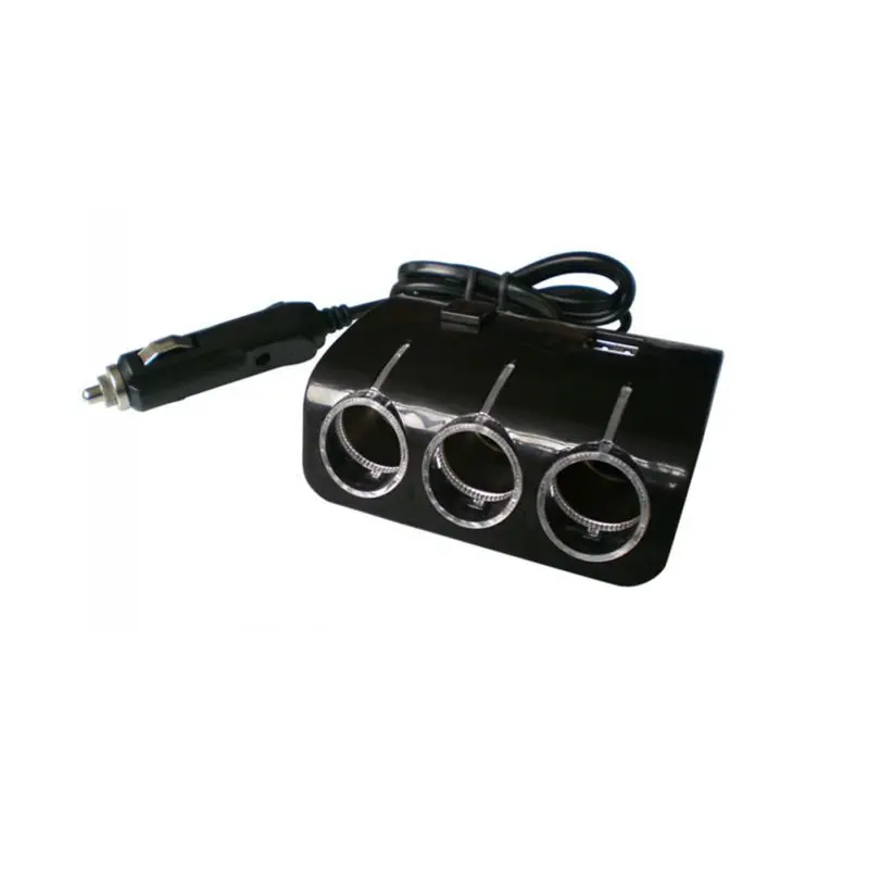 Черный USB Автомобильное зарядное устройство адаптер 3-отверстие независимый переключатель прикуривателя DC 12 V/5 V 3 Way автомобильного прикуривателя - Название цвета: Черный
