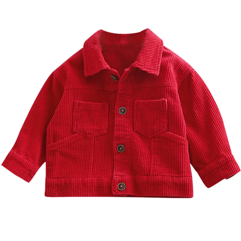 Autumn winter children's clothing jacket boys girls warm jacket children's baby rabbit plush thick coat lapel corduroy coat - Цвет: as picture