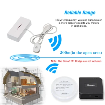 

433MHz Wireless Water Leakage Sensor Water Leaks Intrusion Detector Alert Water Level Overflow Alarm for Home Security System