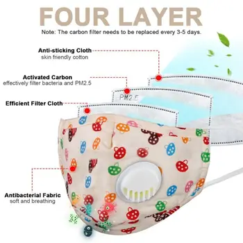 

3PCS Kids Children Mask Breathable Face Mouth Cover With Filters Random Color