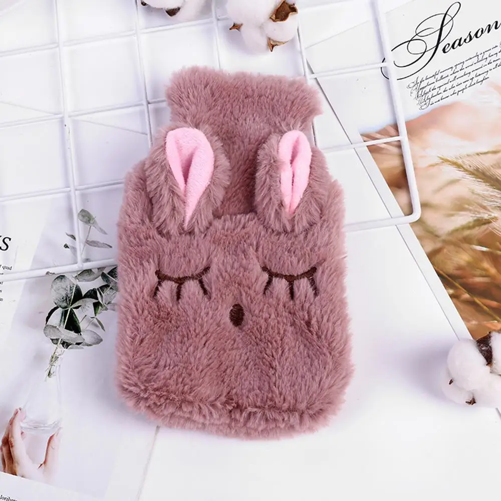 Горячая милый ПВХ стресс боли Терапия грелка сумка с вязаным мягким уютным покрытием зима теплый тепло многоразовый грелка для рук - Цвет: Коричневый