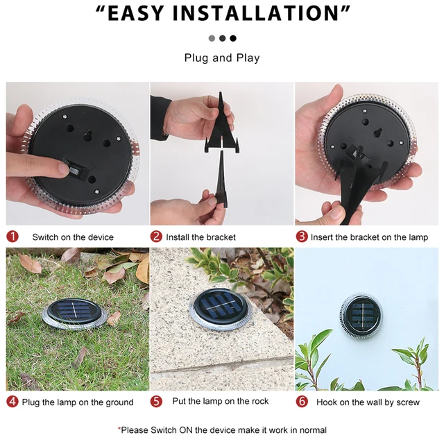 2 Csomagok Napelemes Út Könnyű Kültéri Ip65 Vízálló Táj 8 Kerti Földi Lámpa A Gyep Dekorációhoz - Image 5
