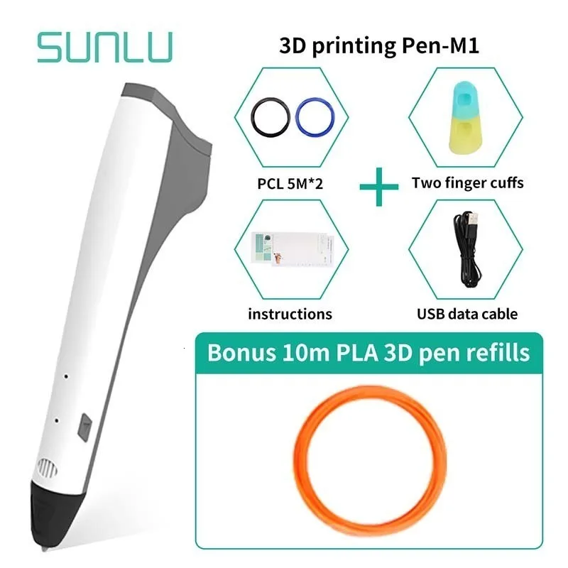 SUNLU 3D Ручка Prince низкотемпературная Prince M1 3D Ручка для печати набор в подарочной коробке для детей Scribble включает нить PLA 1,75 мм