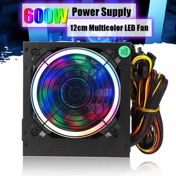 

600W Power Supply 12cm Multicolor LED rgb Fan 24 Pin PCI SATA 12V Computer Power Supply Desktop Gaming Power supply